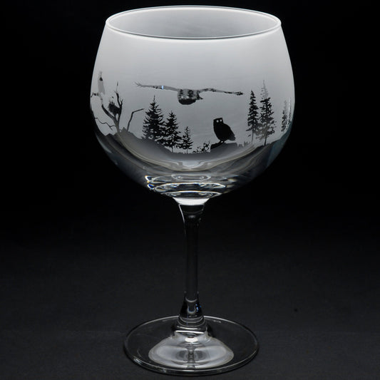Owl Gin Cocktail Glass - Hand Etched/Engraved Gift