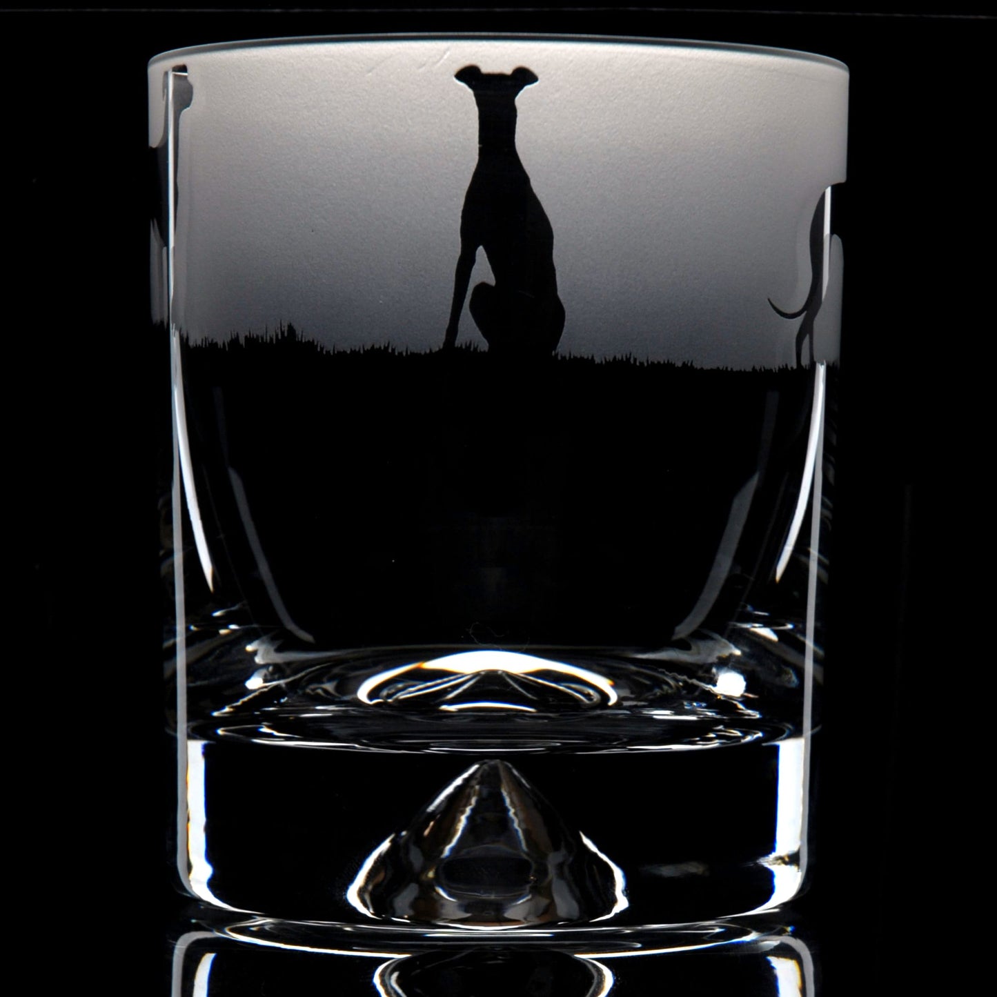 Greyhound Dog Whiskey Tumbler Glass - Hand Etched/Engraved Gift