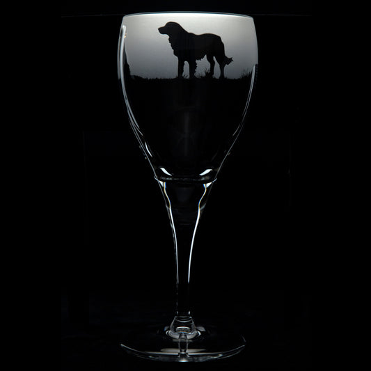 Golden Retriever Dog Crystal Wine Glass - Hand Etched/Engraved Gift