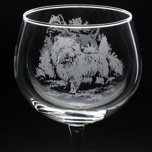 Westie Dog Gin Cocktail Glass - Hand Etched/Engraved Gift