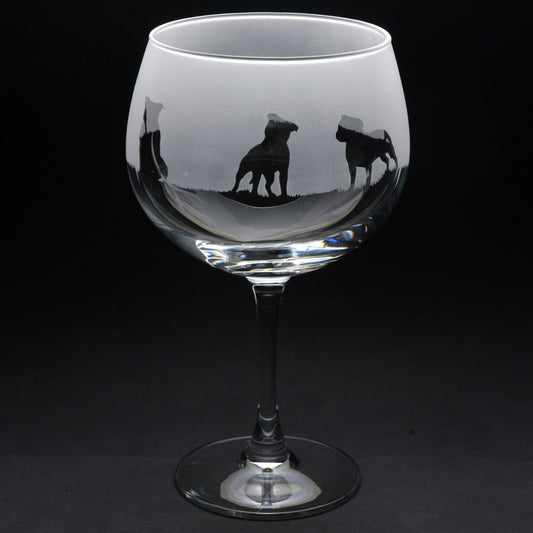 Staffy Dog Gin Cocktail Glass - Hand Etched/Engraved Gift